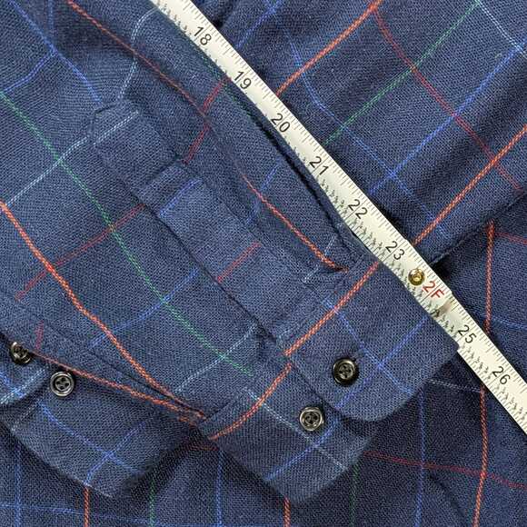 Fieldmaster Vintage Blue Plaid Wool Blend Button Up Shirt Men’s Size L - Picture 9 of 12